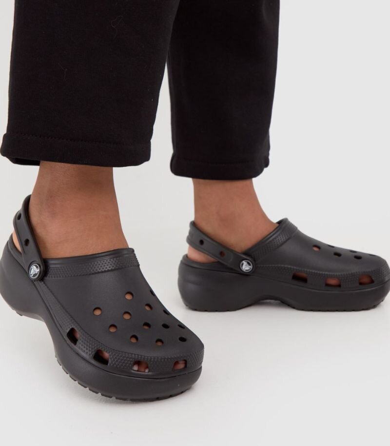 black platform crocs